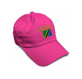 Baseball Caps Soft Baseball Cap Tanzania Flag Embroidery Twill Cotton Dad Hats for Men & Women - Hot Pink - CM18YSXM5GO $15.95