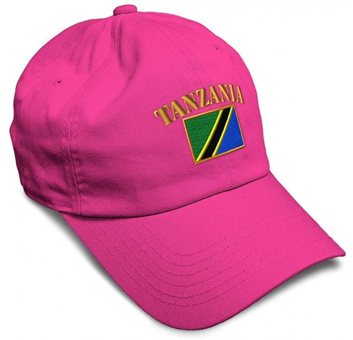 Baseball Caps Soft Baseball Cap Tanzania Flag Embroidery Twill Cotton Dad Hats for Men & Women - Hot Pink - CM18YSXM5GO $15.95