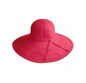 Sun Hats Tropical Braided Accent Floppy Hat - Hot Pink - CD11JYRKXGD $26.59