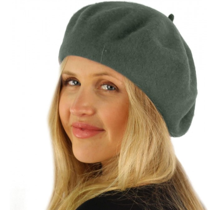Berets Classic Winter 100% Wool Warm French Art Basque Beret Tam Beanie Hat Cap - Gray - CW1864NXDYT $17.34