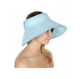 Visors Sun Visor Beach Golf Protection Cap Women Summer Beach Hat- Outdoor Sports - Stripe Brim Blue - C918NUNRXDT $10.11