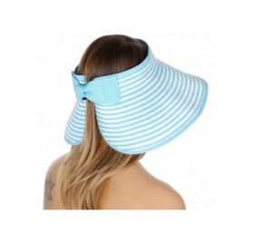 Visors Sun Visor Beach Golf Protection Cap Women Summer Beach Hat- Outdoor Sports - Stripe Brim Blue - C918NUNRXDT $10.11