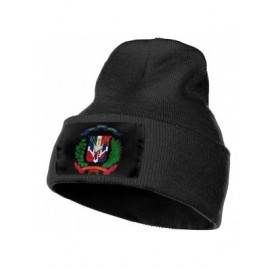 Skullies & Beanies Coat of Arms Dominican Republic Flag Men Women Winter Beanie - Unisex Cuffed Plain Skull Knit Hat Cap - Bl...
