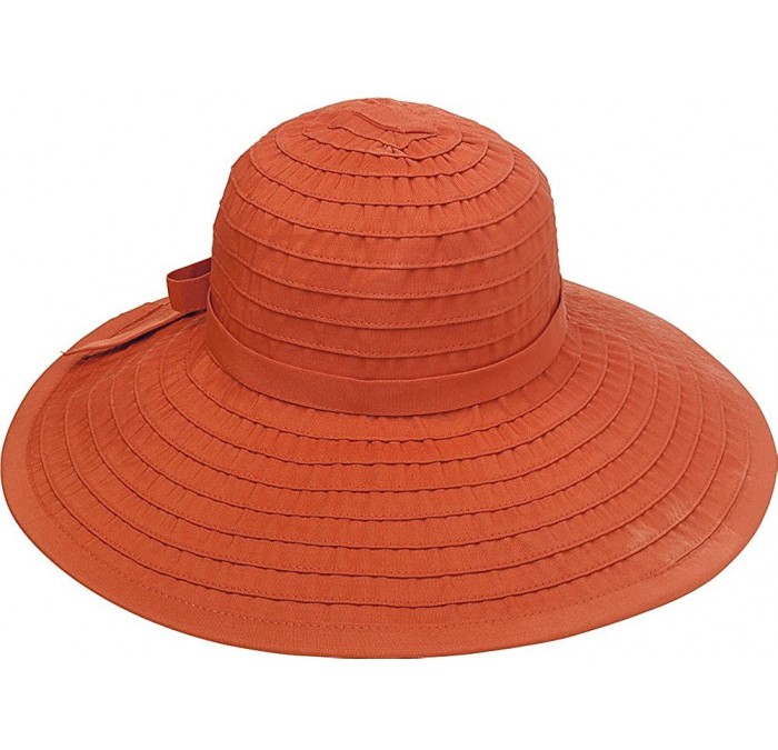 Sun Hats Women's Ribbon Large Brim Hat - Rust - CZ115FAM5ZT $28.28