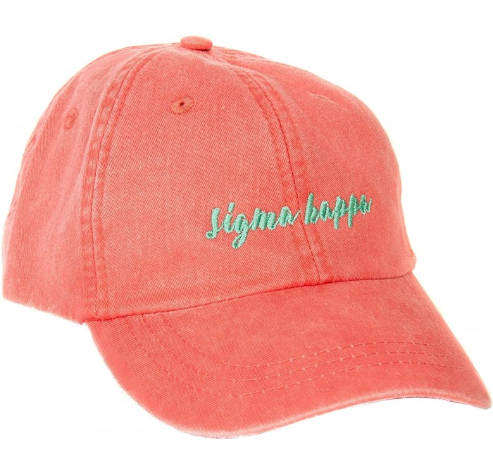Baseball Caps Sigma (N) Sorority Baseball Hat Cap Cursive Name Font Adjustable Leather Strap Sig Kap - Coral - CL188U74RRI $4...