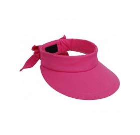 Visors Women's Packable Wide Brim SPF 50+ UV Protection Sun Visor Hat w/Bow - Fushsia - CA18CAEL265 $12.61