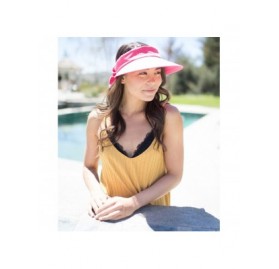 Visors Women's Packable Wide Brim SPF 50+ UV Protection Sun Visor Hat w/Bow - Fushsia - CA18CAEL265 $12.61