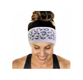Cold Weather Headbands Soft Leopard Cable Knit Fuzzy Lined Head Wrap Headband Ear Warmer Stretch Winter Warm Headband - CX18Z...