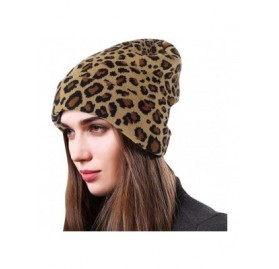 Skullies & Beanies Winter Beanie Hats for Womens Slouchy Leopard Animal Knit Skull Cap Vintage Cheetah Print Head Cover - C-l...