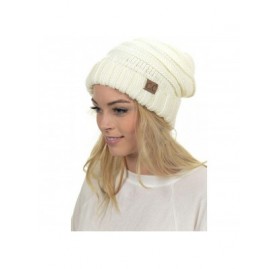 Skullies & Beanies Hat-100 Oversized Baggy Slouch Thick Warm Cap Hat Skully Cable Knit Beanie - Ivory - C218XKODCQ3 $11.55