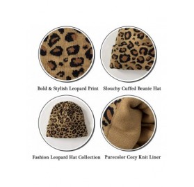 Skullies & Beanies Winter Beanie Hats for Womens Slouchy Leopard Animal Knit Skull Cap Vintage Cheetah Print Head Cover - C-l...