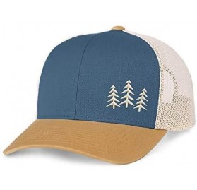 Baseball Caps Trucker Snapback Baseball Hat - Tree - Ocean Blue/Amber Gold/Beige - C618OK27XLK $23.41