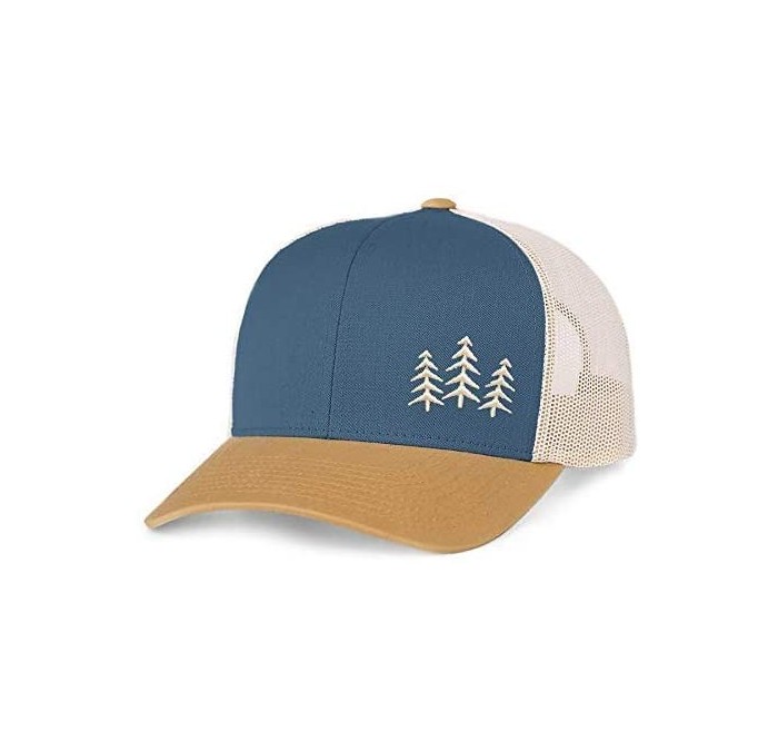 Baseball Caps Trucker Snapback Baseball Hat - Tree - Ocean Blue/Amber Gold/Beige - C618OK27XLK $23.41