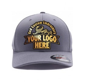 Visors Custom Hat 6277 and 6477 Flexfit caps Embroidered. Place Your Own Logo or Design - Grey - C2188XZX4K7 $27.99