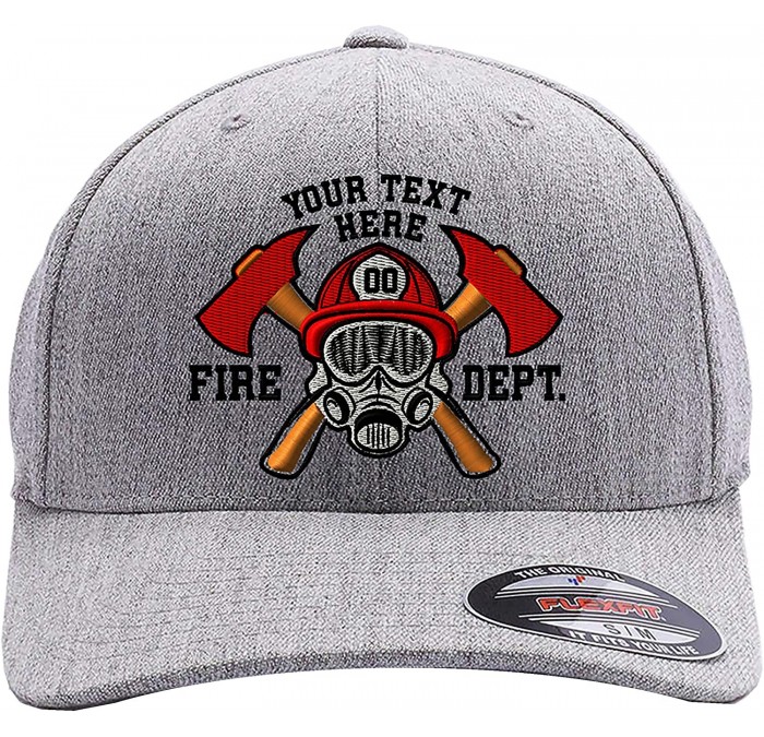 Baseball Caps Custom Embroidered Firefighter Hats. 6477- 6277 Flexfit Baseball caps - Heather Grey - CX18CRN06E4 $53.79