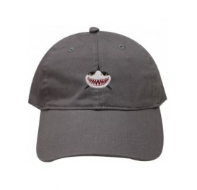 Baseball Caps Shark Face Cotton Baseball Dad Caps - Dark Grey - CM17YEYL7DE $12.38
