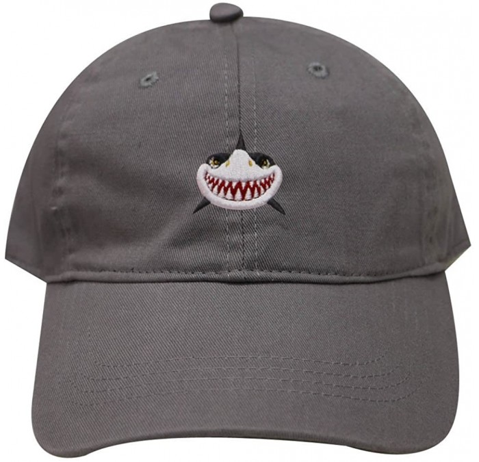 Baseball Caps Shark Face Cotton Baseball Dad Caps - Dark Grey - CM17YEYL7DE $22.90