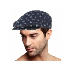 Newsboy Caps Men's 100% Cotton 7 Panel Ivy Mixed Pattern Driver Cabby Flat Cap Hat S/M Distressed Dk. Denim - CU18R7M5XME $18.70
