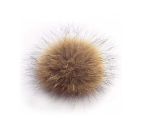 Skullies & Beanies Winter Soft Stretch Knitted Warm Beanie hat for Women Real Fur Raccoon pom pom Hat Ski Cap - Yellow - C518...