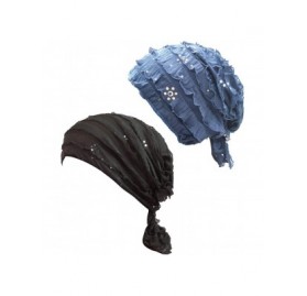 Skullies & Beanies Ruffle Chemo Turban Cancer Headband Scarf Slouchy Beanie Cap Muslim Scarf Headwear for Cancer - C218UU76RQ...