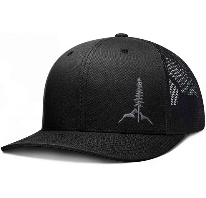 Baseball Caps Trucker Hat- Tamarack Mountain - Black / Gray - C218QGMDISU $48.65