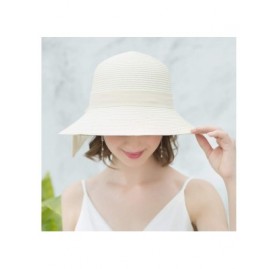 Sun Hats Womens Straw Sun Hats Wide Brim Foldable Beach Hats UV UPF 50+ Summer Sun Travel Hat for Women - CK196GYC9KG $12.49
