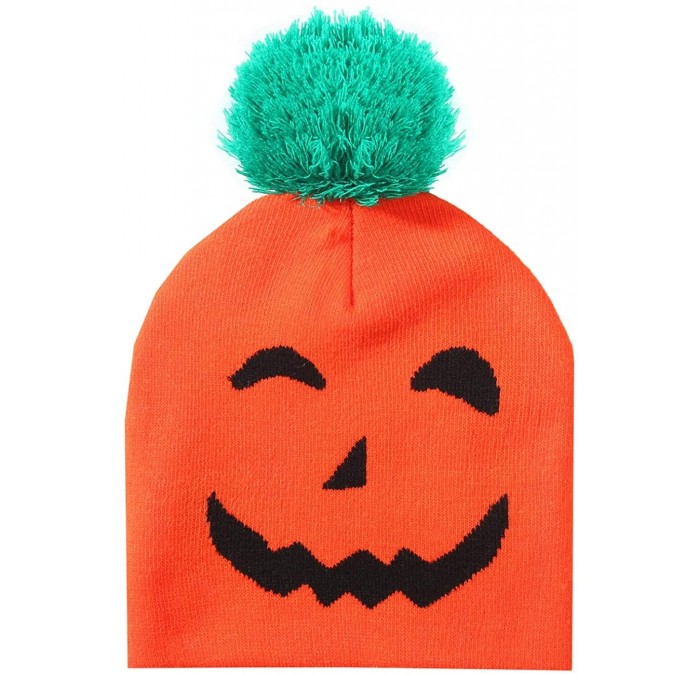Skullies & Beanies Adult Fun Jack O' Lantern Pumpkin face Halloween Beanie Hat - Orange(125) - CR18Z6590IC $8.29
