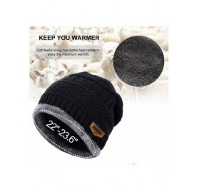 Skullies & Beanies Thick Warm Winter Beanie Hat Soft Stretch Slouchy Skully Knit Cap for Women - A-black - CS18HK85YR4 $10.36