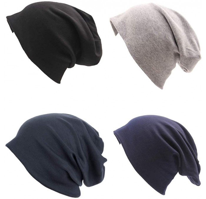 Skullies & Beanies Soft Cotton Slouchy Stretch Beanie Hat Hipster- 4 or 2 Pack of Baggy Chemo Hats for Men and Women - Set 8 ...