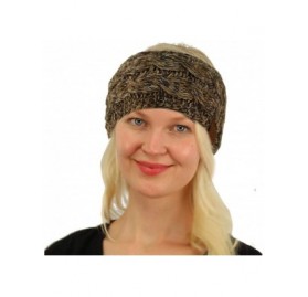 Cold Weather Headbands Winter Fuzzy Fleece Lined Thick Knitted Headband Headwrap Earwarmer - Quad Brown - CJ18LS3UDG9 $8.47