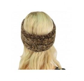 Cold Weather Headbands Winter Fuzzy Fleece Lined Thick Knitted Headband Headwrap Earwarmer - Quad Brown - CJ18LS3UDG9 $8.47
