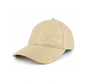 Baseball Caps Lace Pattern Printed PU Leather Structured Adjustable Baseball Cap - Champagne - CA188KIUL8I $9.37
