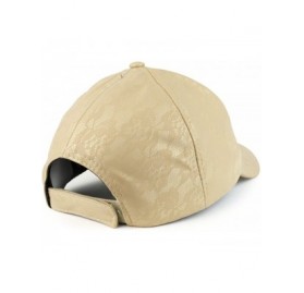 Baseball Caps Lace Pattern Printed PU Leather Structured Adjustable Baseball Cap - Champagne - CA188KIUL8I $9.37