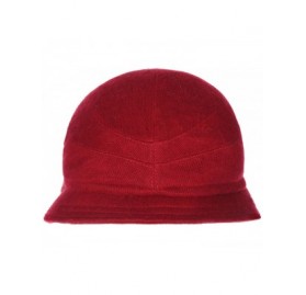 Skullies & Beanies Women's Rabbit Beanie Winter Hat Short Brim Bucket Vintage Hat Flower Accent - Red - C918L8CN2CO $17.51