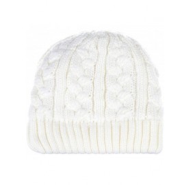 Skullies & Beanies Womens Winter Knit Plush Fleece Lined Beanie Ski Hat Sk Skullie Various Styles - Cable White - CP18UYXW9U5...