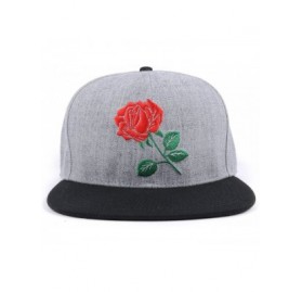Baseball Caps Rose Flat Bill Snapback Hats Embroidered Women Men Adjustable Baseball Caps - Grey - C812EQKWJ7X $9.67