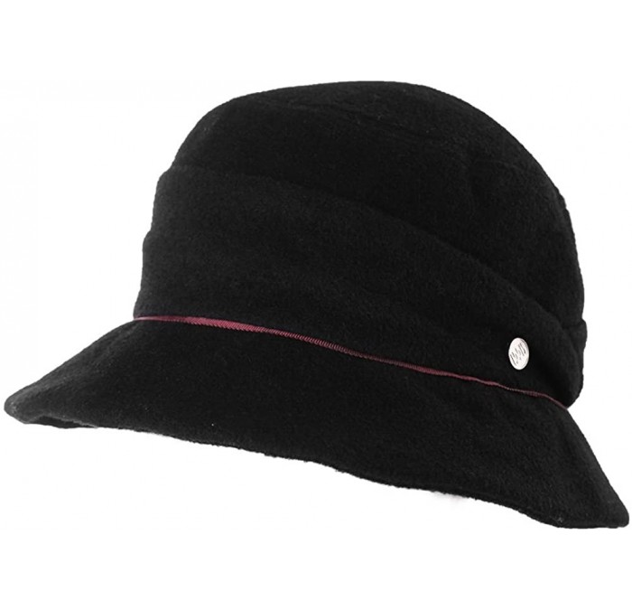 Bucket Hats Cloche Round Hat for Women 1920s Fedora Bucket Vintage Hat Flower Accent - 89068_black - C3187CMW82H $36.08