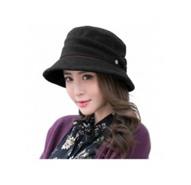 Bucket Hats Cloche Round Hat for Women 1920s Fedora Bucket Vintage Hat Flower Accent - 89068_black - C3187CMW82H $19.94