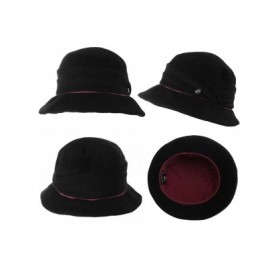 Bucket Hats Cloche Round Hat for Women 1920s Fedora Bucket Vintage Hat Flower Accent - 89068_black - C3187CMW82H $19.94