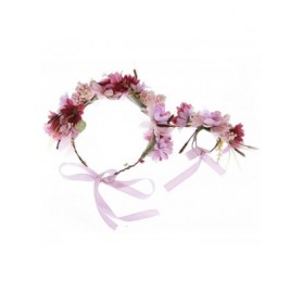Headbands Women Flower Wreath Crown Floral Wedding Garland Headband Wrist Band Set - Purple - CH12GKP1ZZ9 $29.41