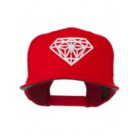 Baseball Caps Big Diamond Embroidered Flat Bill Cap - Red - C011KYP30RN $18.60