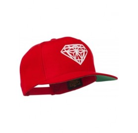 Baseball Caps Big Diamond Embroidered Flat Bill Cap - Red - C011KYP30RN $18.60
