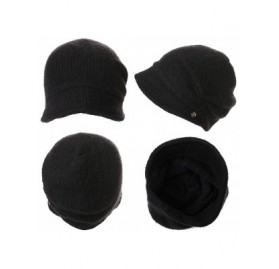 Newsboy Caps Wool Knitted Visor Beanie Winter Hat for Women Newsboy Cap Warm Soft Lined - 99139_black - CS18LDCNU4X $17.43