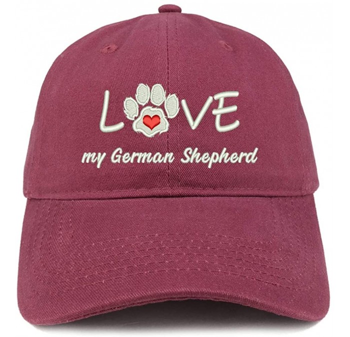 Baseball Caps I Love My German Shepherd Embroidered Soft Crown 100% Brushed Cotton Cap - Maroon - CS18TC92XN6 $20.42
