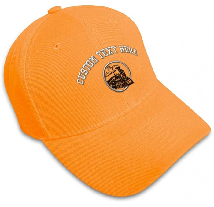 Baseball Caps Custom Baseball Cap Train Embroidery Dad Hats for Men & Women Strap Closure 1 Size - Orange - CX18Y3URMNW $15.28