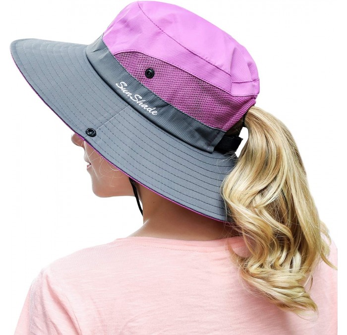 Sun Hats Women Outdoor Summer Sun Hat UV Protection Wide Brim Foldable Safari Fishing Cap - Purple - C018N7W0OSG $32.48