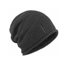 Skullies & Beanies Men Winter Outdoor Fleece Lined Warm Slouchy Knit Beanie Hat Skull Ski Cap - Black - CA18Z0M45IQ $13.15