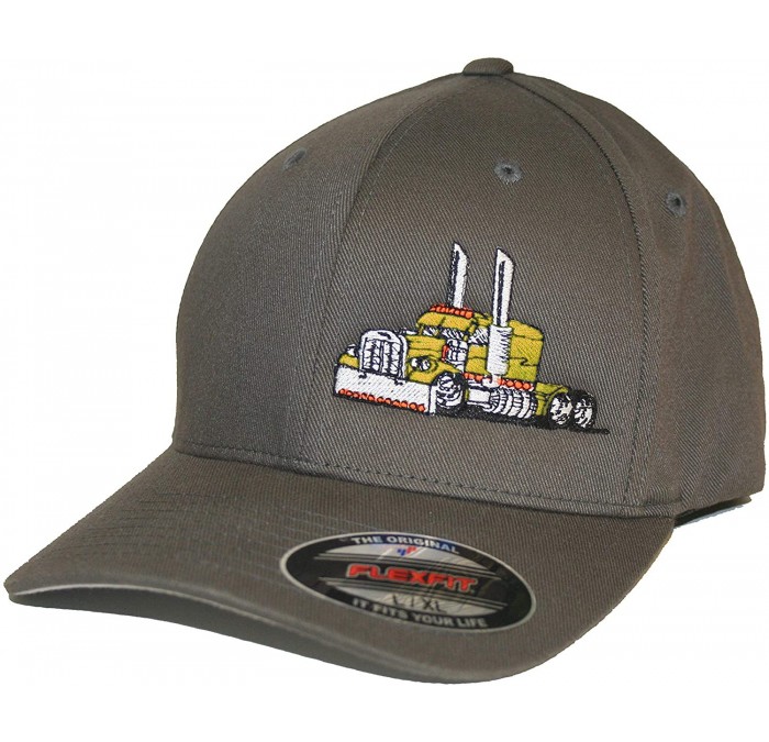 Baseball Caps Trucker Hat Big Rig Tractor Semi Flexfit Cap Truck Driver - Yellow - CO18KGLEXA3 $55.96