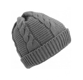 Skullies & Beanies Ladies/Womens Cable Knit Fleece Lined Winter Beanie Hat - Black - CJ120EELI2R $7.54