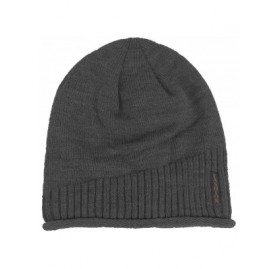 Skullies & Beanies Men Winter Outdoor Fleece Lined Warm Slouchy Knit Beanie Hat Skull Ski Cap - Black - CA18Z0M45IQ $13.15